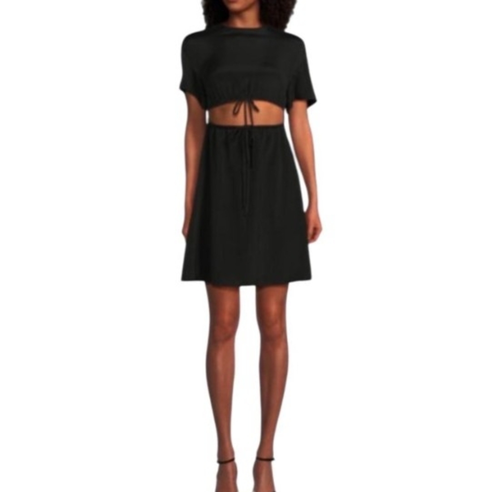Valentino Black Cady Silk Cutout Mini Cocktail Dress
